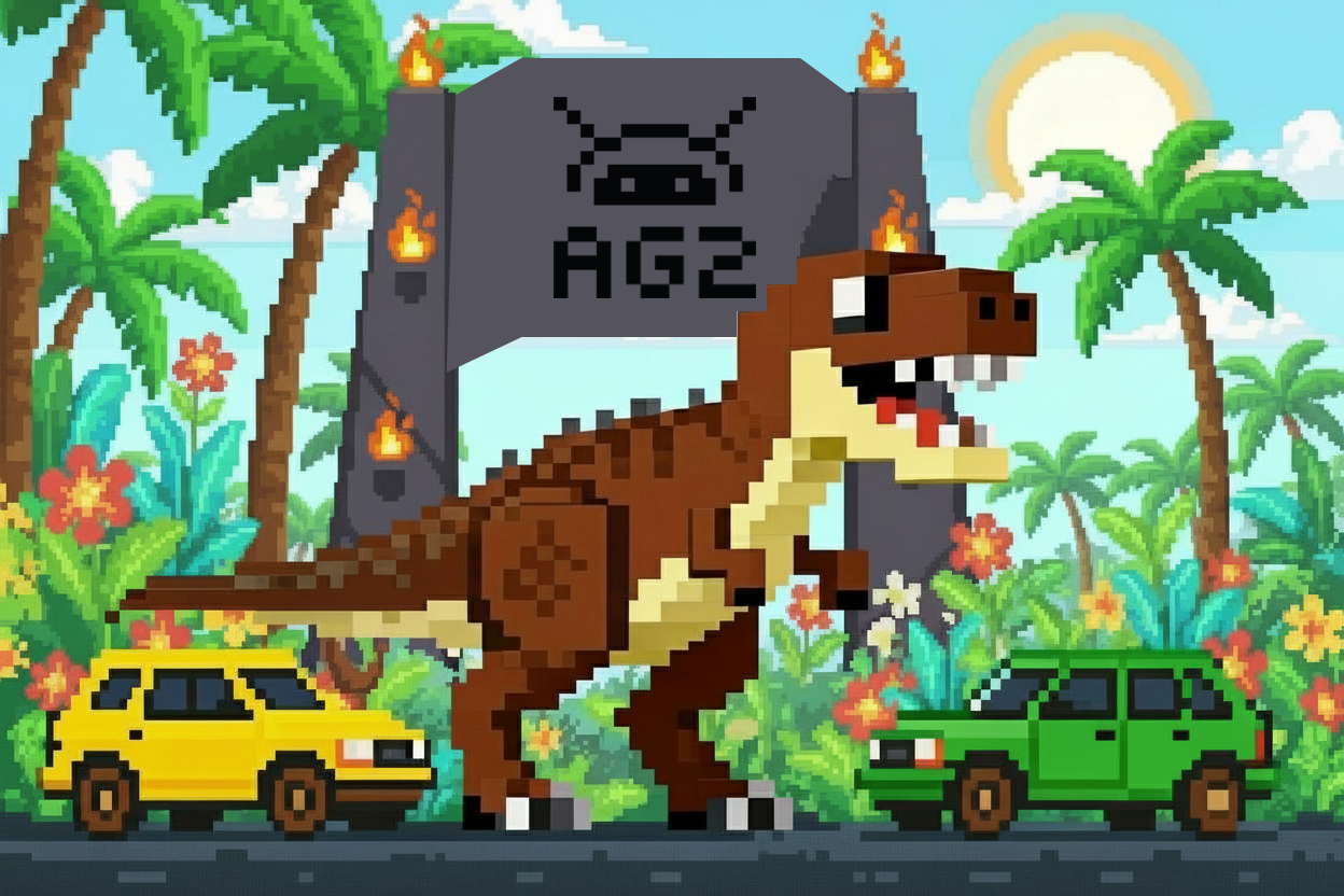 Pixelated dinosaurs