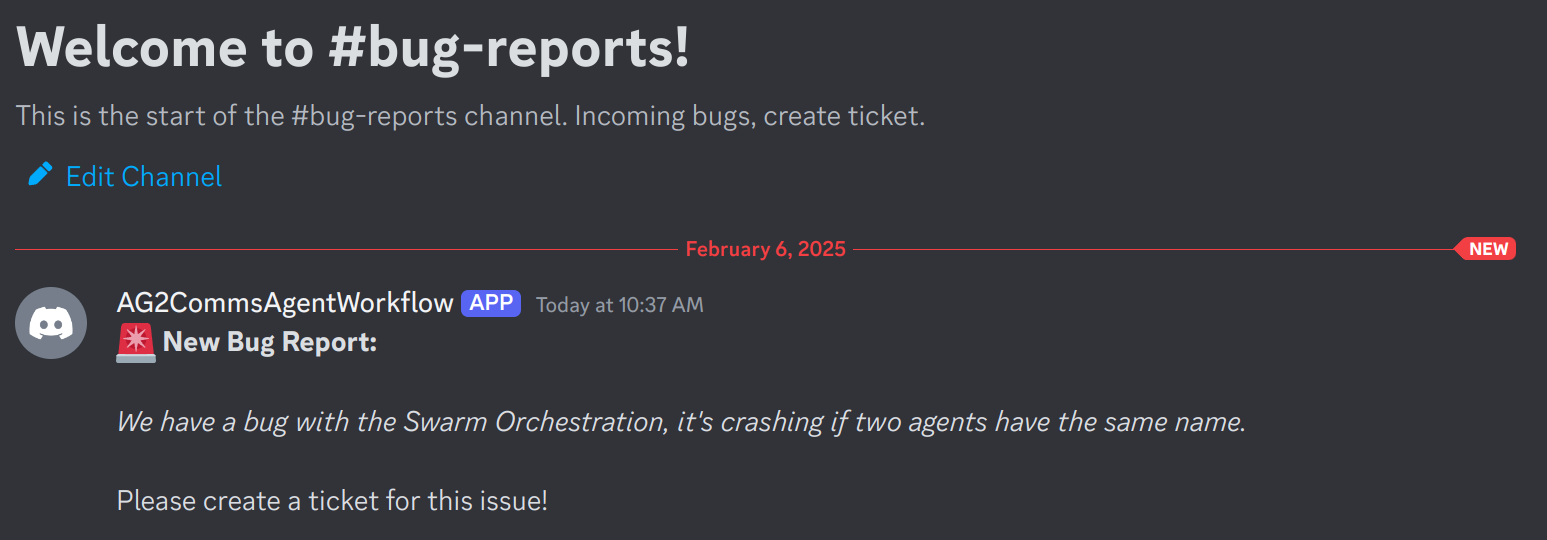 Slack message