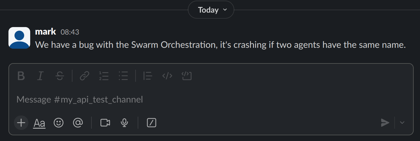 Slack message